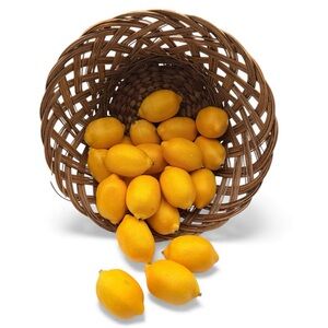 Porter Barn Realistic Set of 24 Lemons With Woven Basket